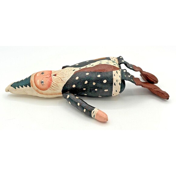 Santa Claus Folk Art Paper Maché Shelf Sitter Primitive‎ Hand Painted Gnome - Picture 7 of 12